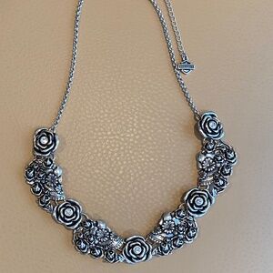Harley Davidson Rose Skull crystal flower necklace